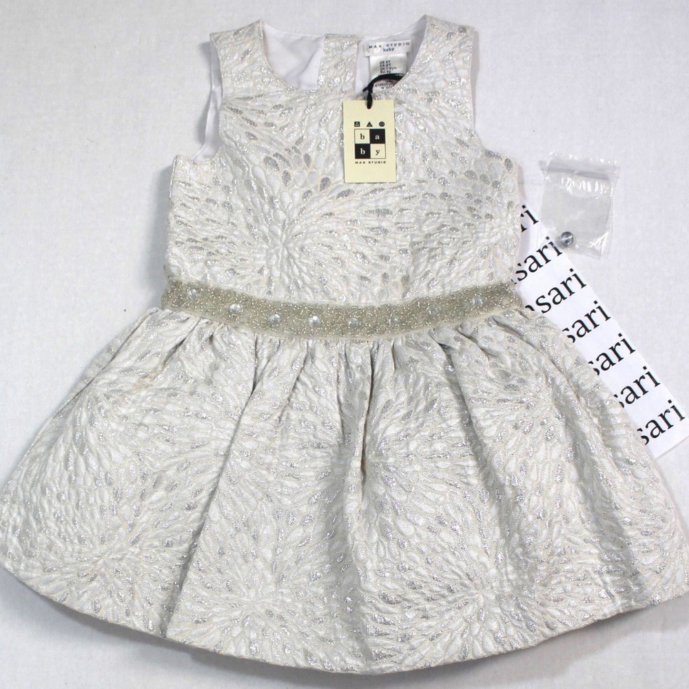 Max Studio baby Embellished Textured Ivory Silver Size 2T